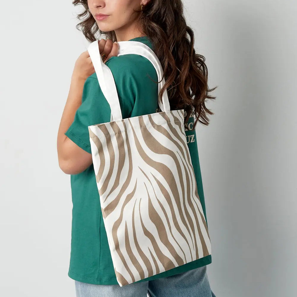 Shopper de lona estampado cebra