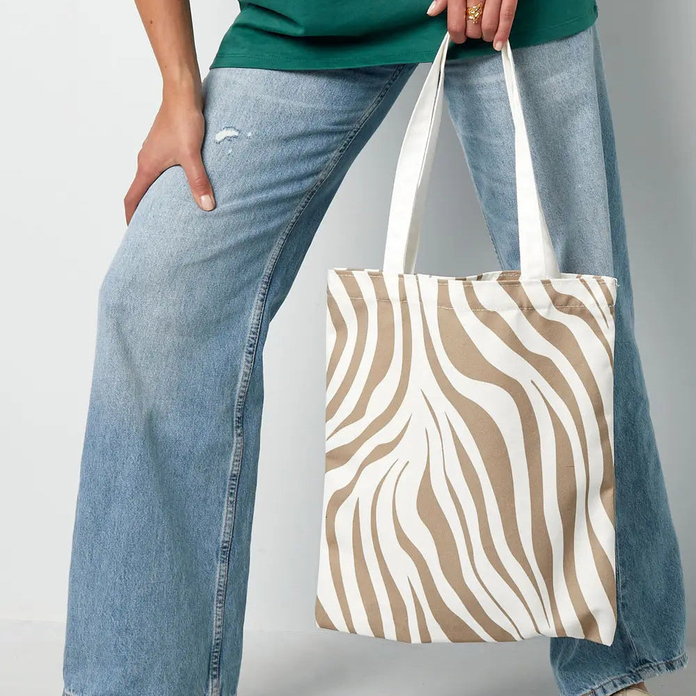 Shopper de lona estampado cebra