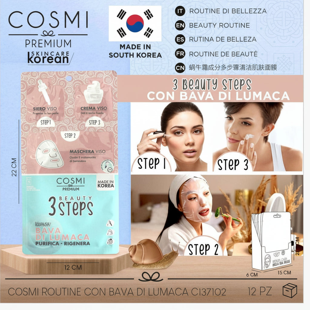 TRATAMIENTO KOREANO EN TRES PASOS DE BABA DE CARACOL