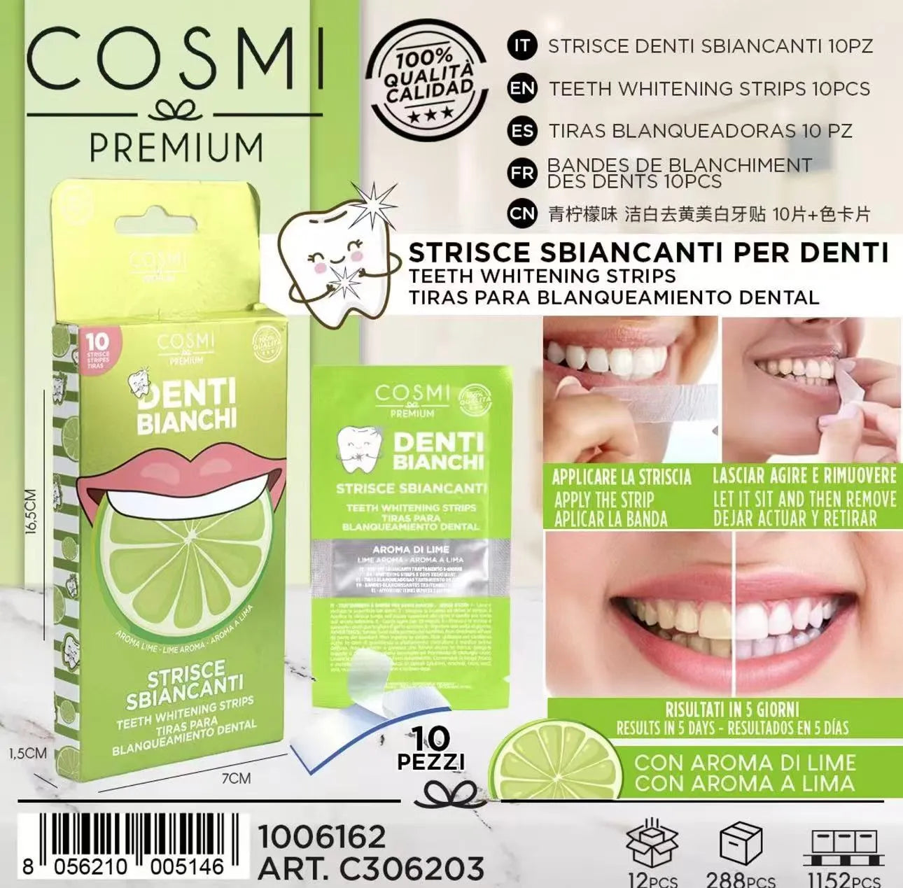 TIRAS BLANQUEADORAS DENTALES SABOR LIMON