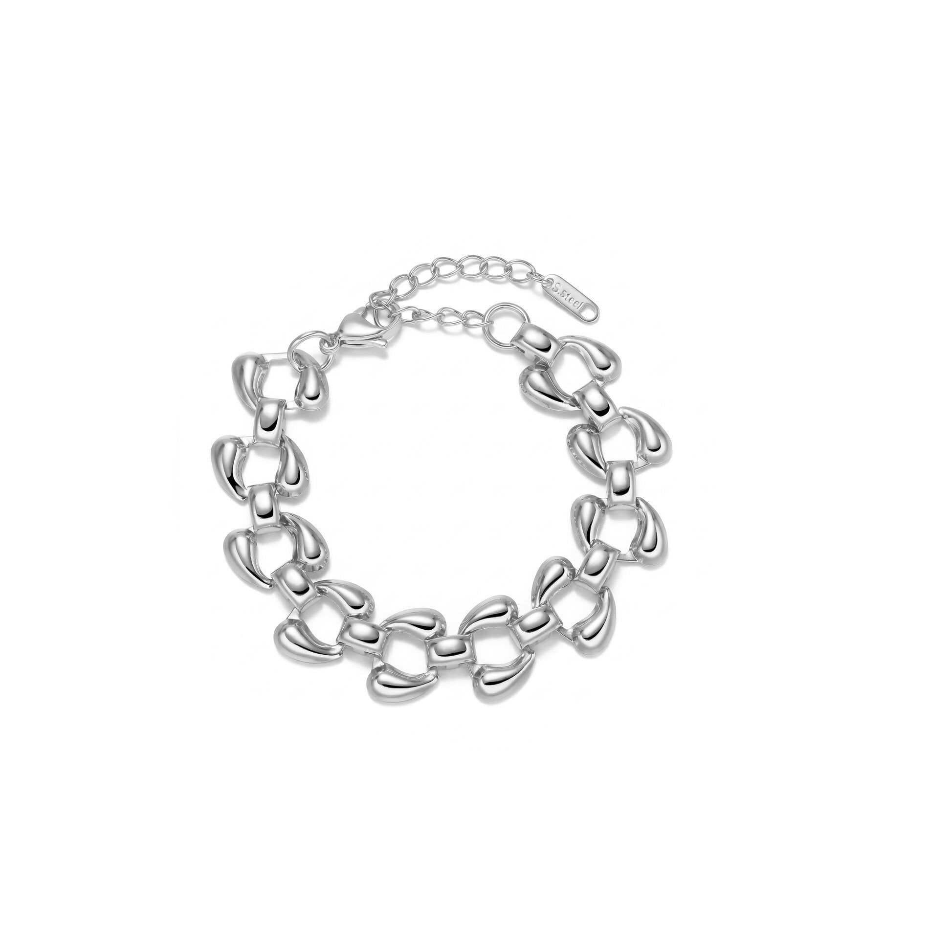Pulsera Acero Lisa - Eslabón Redondeado - 17 + 5 cm - Ajustable -