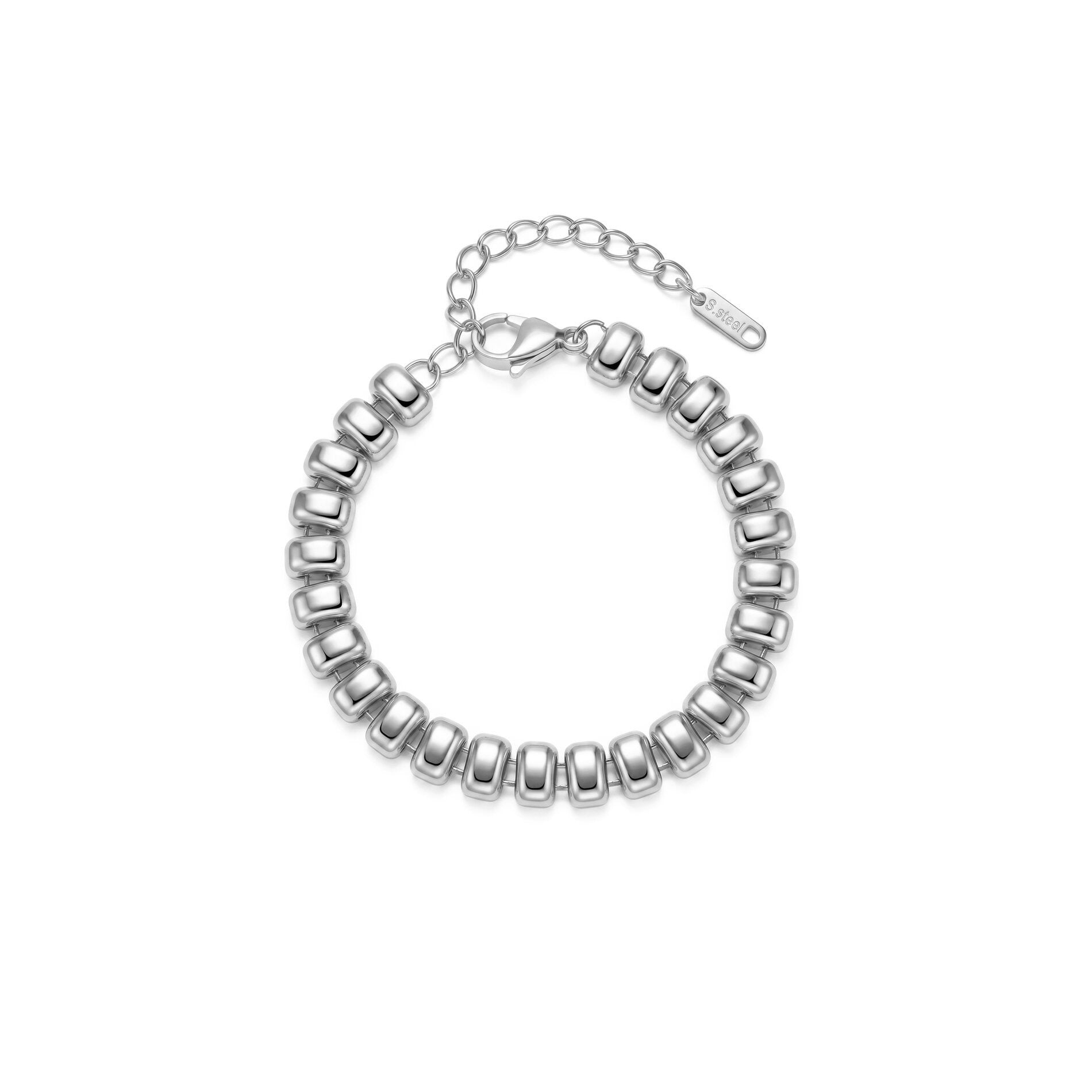 Pulsera Acero Lisa - Diseño - 17 + 5 cm - Ajustable -