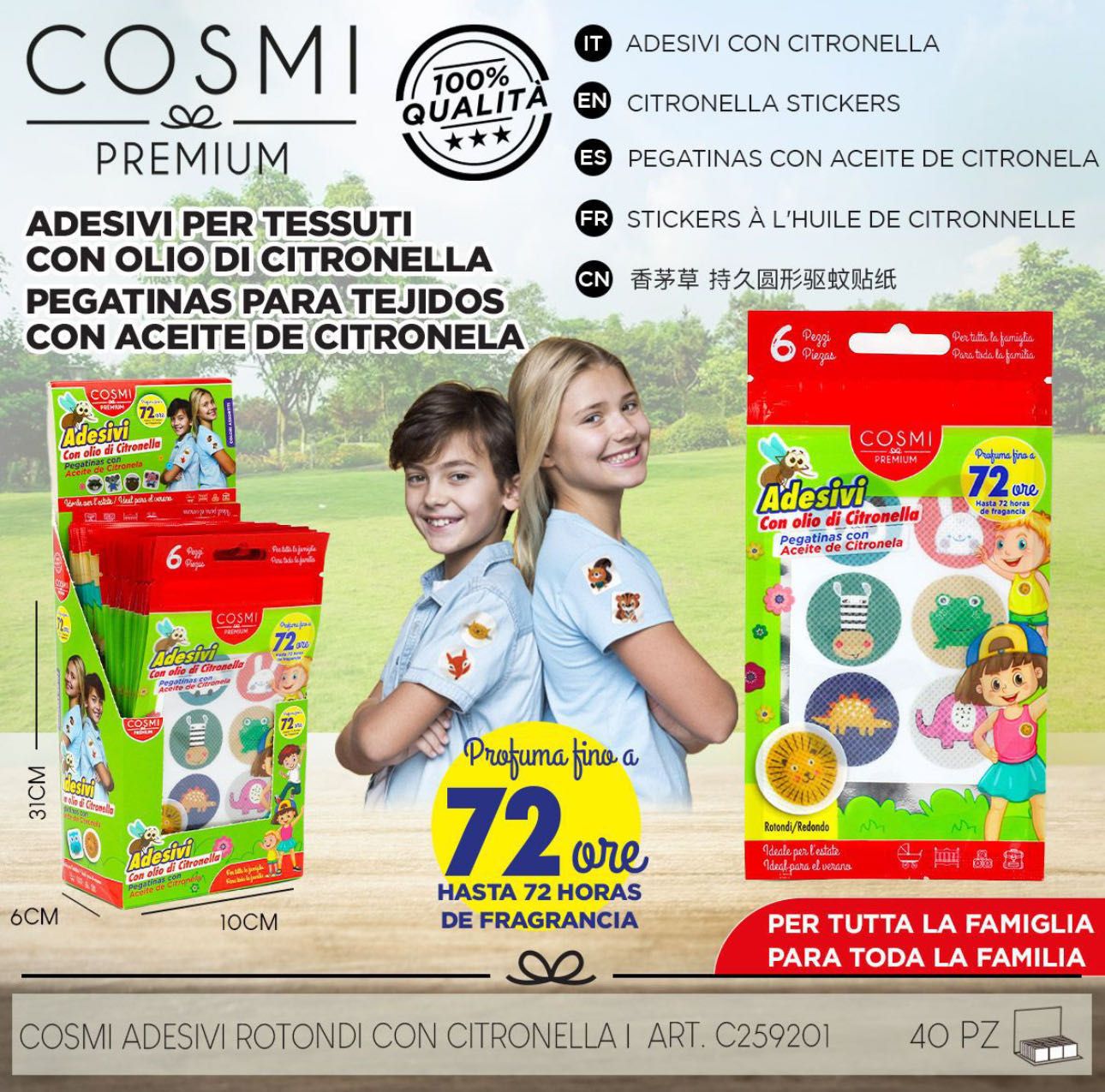 PEGATINAS CON ACEITE DE CITRONELA 6PZ