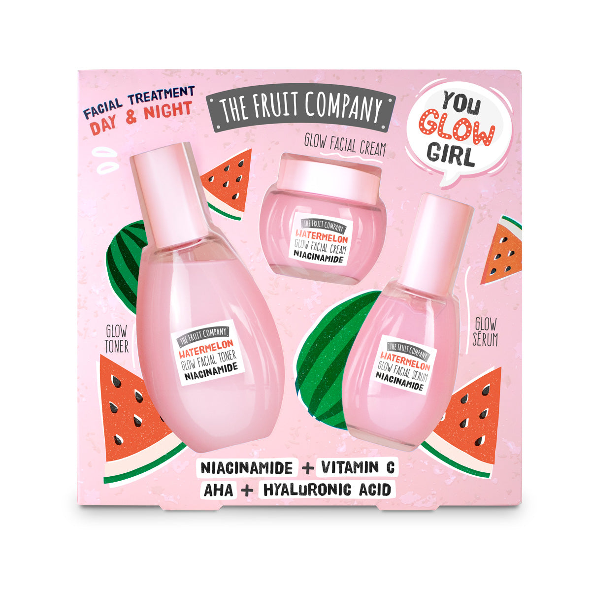 SET TRATAMIENTO FACIAL GLOW UP SANDÍA TÓNICO + CREMA + SERUM